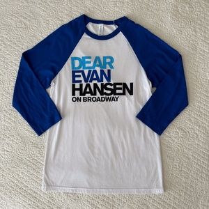Dear Evan Hansen the Musical Broadway Raglan Baseball Tee Shirt Top Small